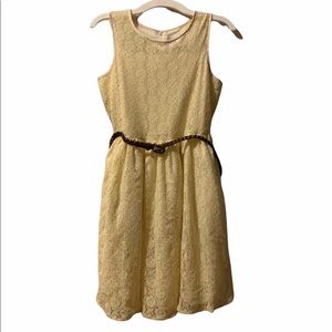 Lavender girl’s ivory lace dress